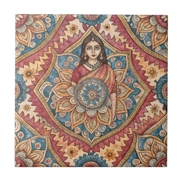 Indian sari woman seamless pattern tile (Front)