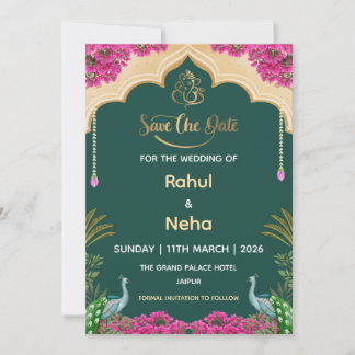 Indian Save the Date Card, Wedding Announcement