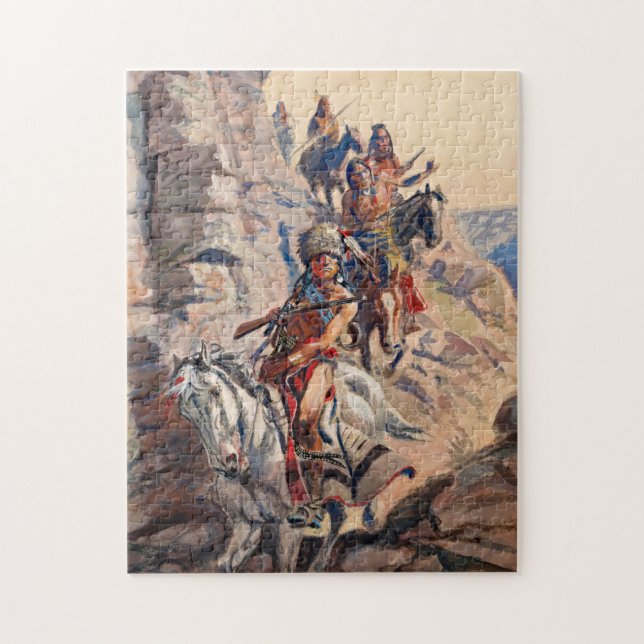Indian Scouting Party, 1900 by Charles Marion Russ Jigsaw Puzzle (Vertical)