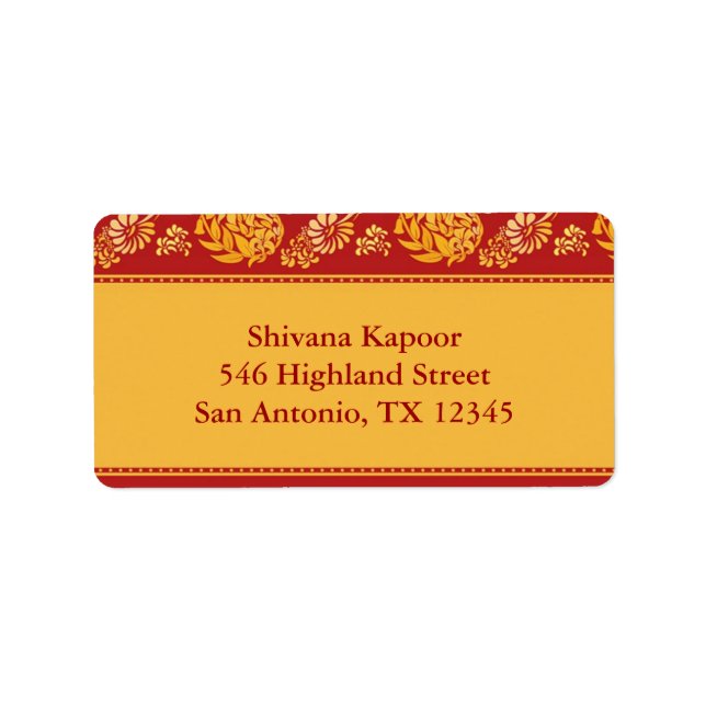 Indian Shipping Address Label (Front)
