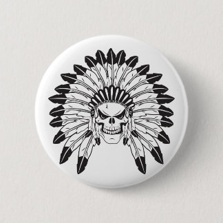 Indian Skull Chief 2 Inch Round Button