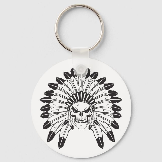 Indian Skull Chief Keychain (Front)