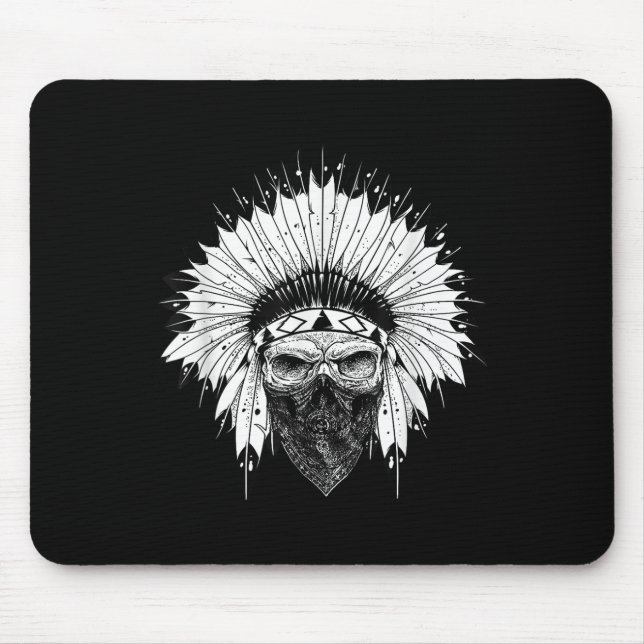 Indian Skull Rag , Native American Tattoo, Zany Br Mouse Pad (Front)