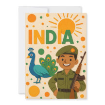 Indian Soldier with Peacock Card
