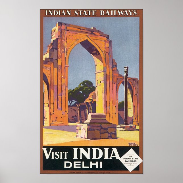Indian State Railways Visit India Delhi Poster (Front)