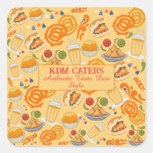 Indian Street Food Pattern Colourful Festive Chai Square Sticker