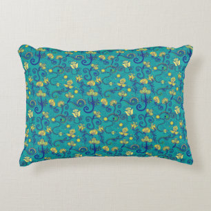 Indian style, boho chic, blue pattern accent pillow