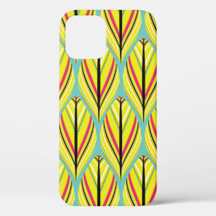 indian style feathers seamless pattern in yellow b iPhone 12 case