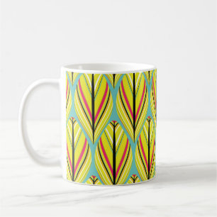indian style feathers seamless pattern in yellow b coffee mug