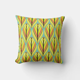 indian style feathers seamless pattern in yellow b throw pillow
