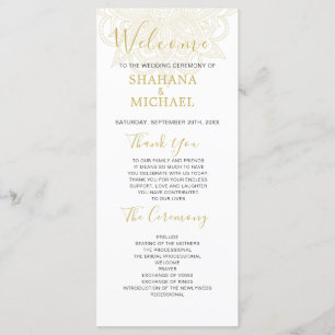 Indian Style Green Gold Coloured Wedding Program
