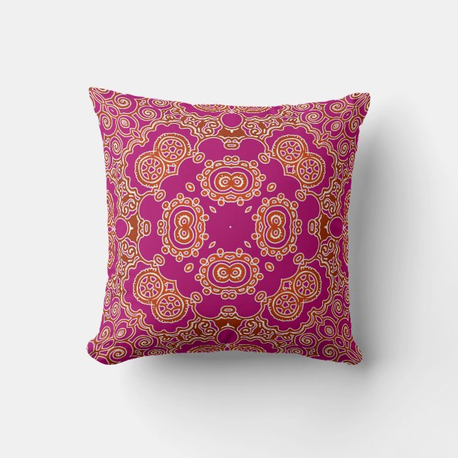 Indian style ornaments throw pillow (Front)