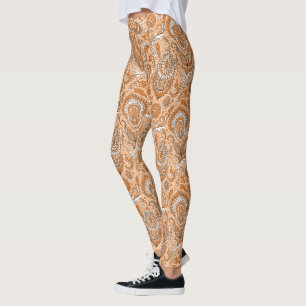 Indian style paisley floral seamless pattern leggings