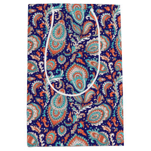 Indian style paisley floral seamless pattern medium gift bag