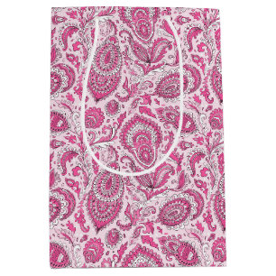 Indian style paisley floral seamless pattern medium gift bag