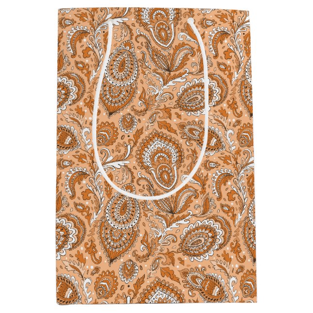 Indian style paisley floral seamless pattern medium gift bag (Front)