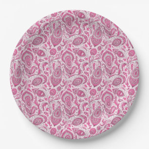 Indian style paisley floral seamless pattern paper plate