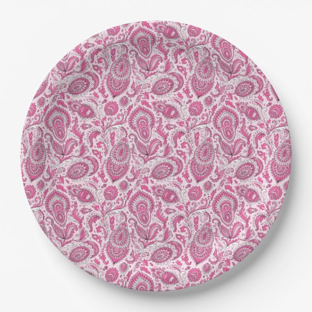 Indian style paisley floral seamless pattern paper plate (Front)