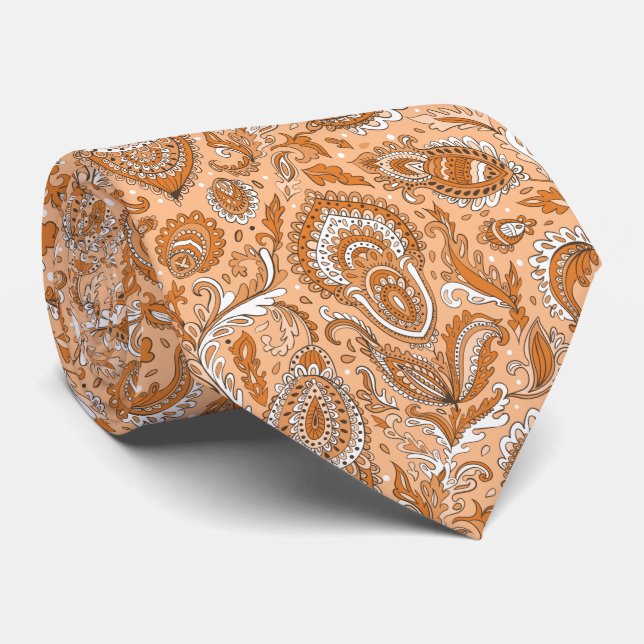 Indian style paisley floral seamless pattern tie (Rolled)