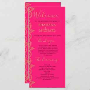 Indian Style Pink Gold Colour Wedding Program