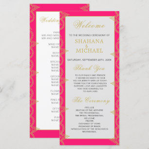 Indian Style Pink Gold Motif Programme de mariage