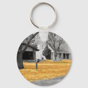 Indian Summer Golden Leaves Keychain