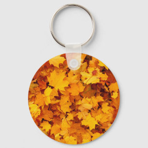 Indian Summer Golden Leaves Keychain