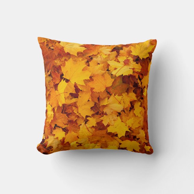 Indian Summer Golden Leaves Throw Pillow (Front)