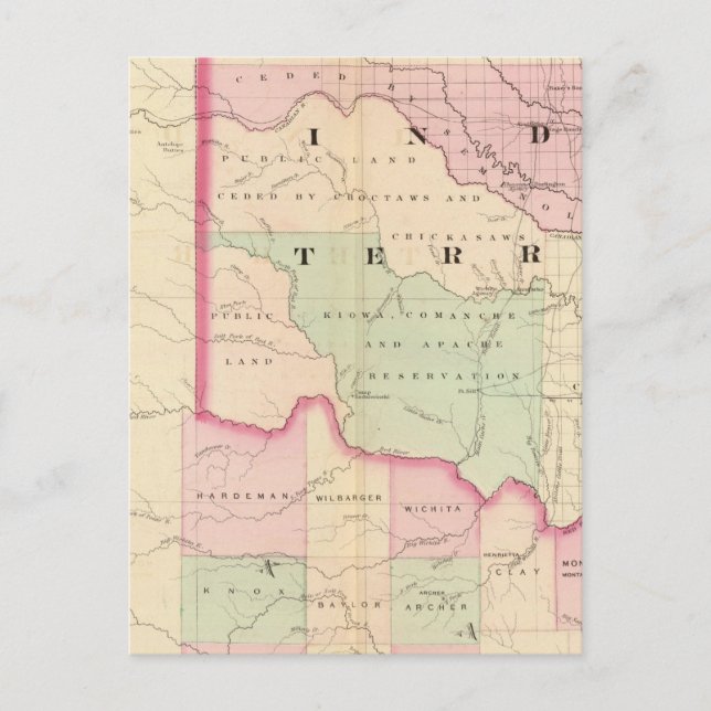 Indian Terr, Texas NW portion Postcard (Front)