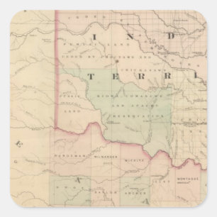 Indian Territory and Texas, North West Portion Square Sticker