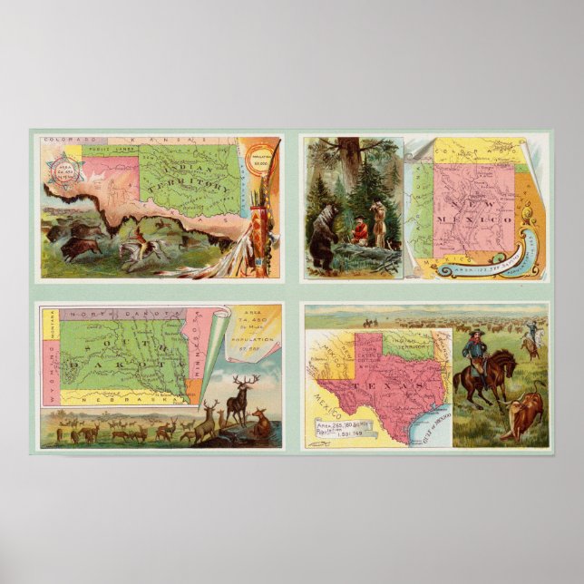 Indian Territory, New Mexico, South Dakota, Texas Poster (Front)