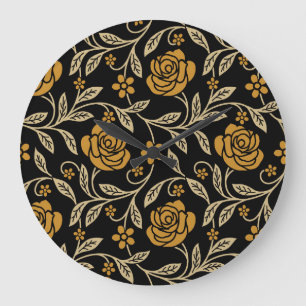 Indian textile: traditional floral seamless. large clock