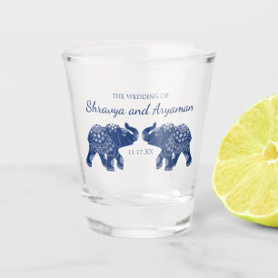 Indian Themed Elephants in Royal Blue Wedding  Shot Glass