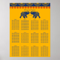 Indian Themed Elephants Wedding Seating Chart