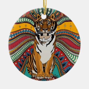 Indian tiger ceramic ornament
