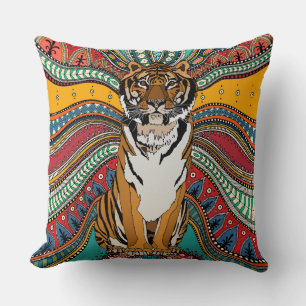 Indian tiger throw pillow