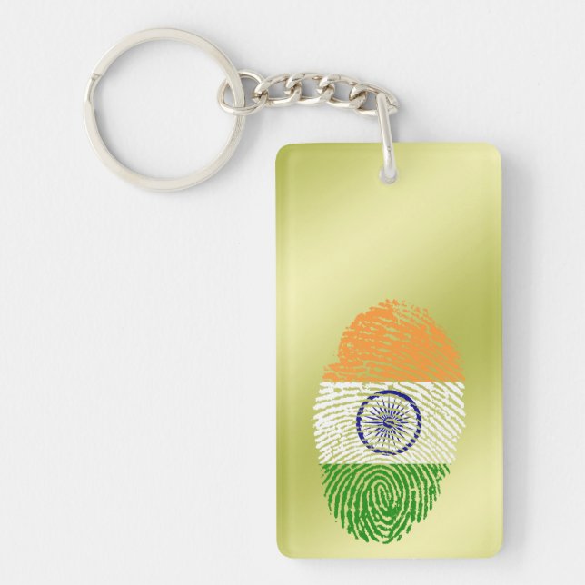 Indian touch fingerprint flag keychain (Front)