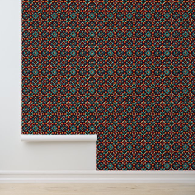 Indian Tradition Art Rangoli Pattern Peel & Stick Wallpaper (Application)