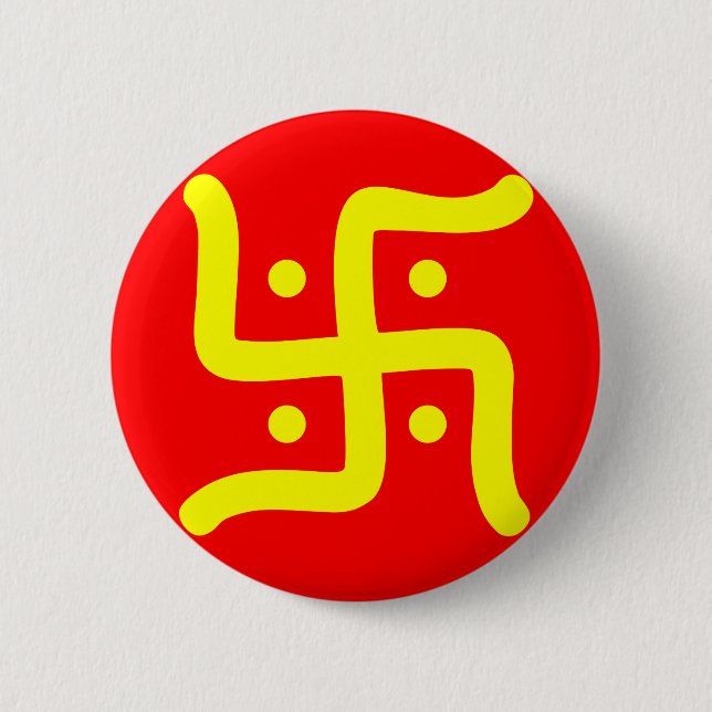 indian traditional hindu swastika symbol religion 2 inch round button (Front)
