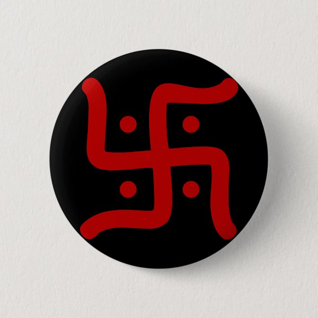 indian traditional hindu swastika symbol religion 2 inch round button (Front)