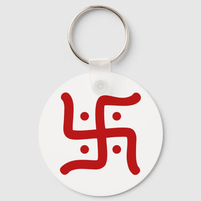 indian traditional hindu swastika symbol religion keychain (Front)