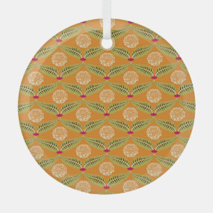Indian Traditional Illustration Pattern. Glass Ornament