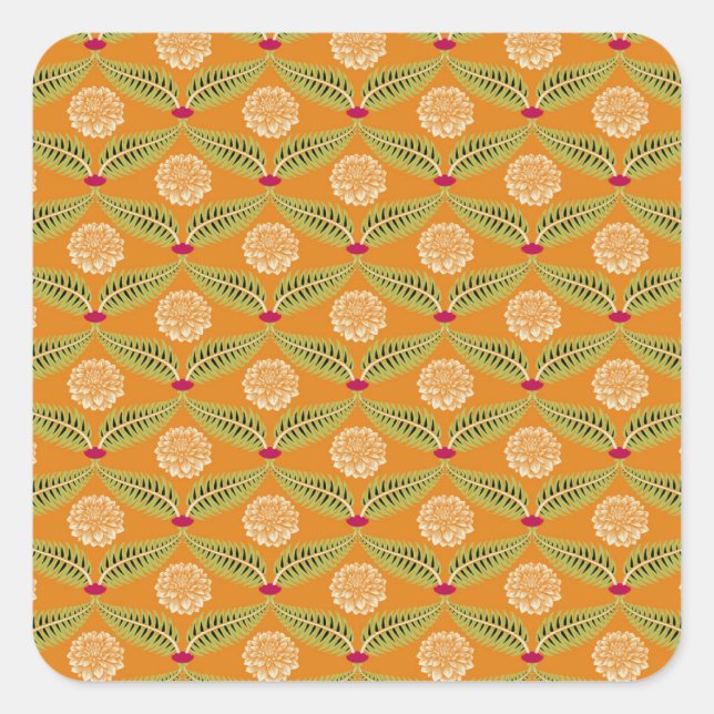 Indian Traditional Illustration Pattern. Square Sticker (Front)