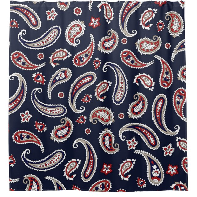 Indian Traditional paisley pattern on navy (Front)