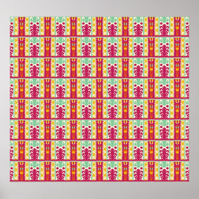 Indian Traditional Textile Design Illustration Poster (Front)