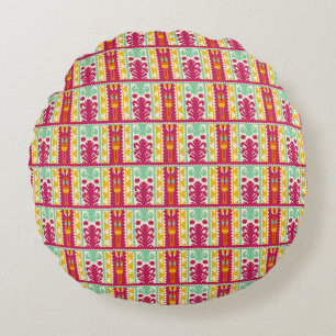 Indian Traditional Textile Design Illustration Round Pillow
