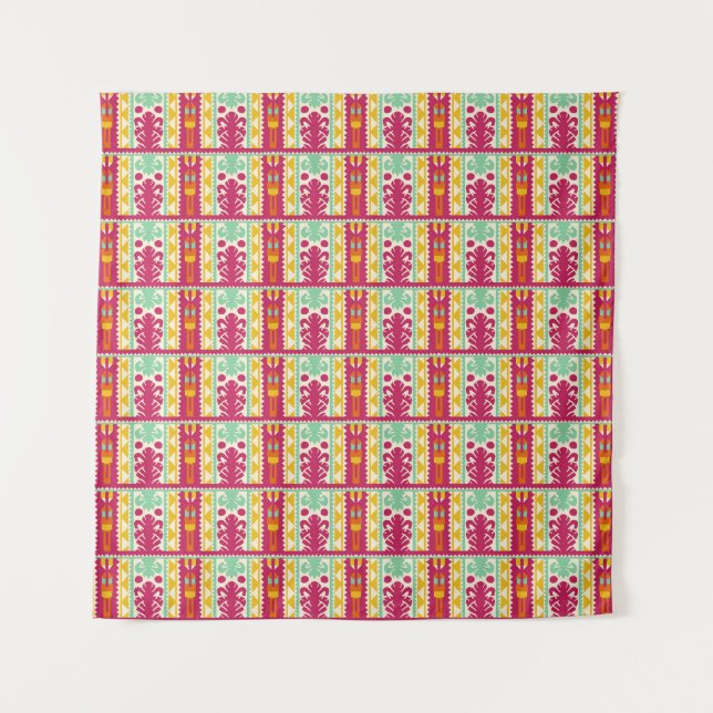 Indian Traditional Textile Design Illustration Tapestry (Front)