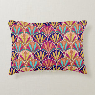 Indian Traditional Textile Illustration Accent Pillow