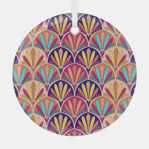 Indian Traditional Textile Illustration Glass Ornament