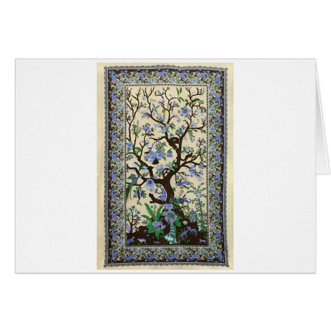INDIAN TREE OF LIFE BLUE FLOWERS (Front Horizontal)